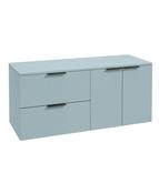 STOCKHOLM Wall Hung 120cm Two Drawer/Two Door Countertop Unit Matt Morning Sky Blue &amp; Handles image