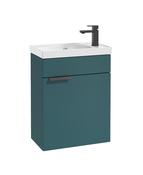 STOCKHOLM Wall Hung 50cm Single Door Cloakroom Unit Matt Ocean Blue &amp; Brushed Handle image