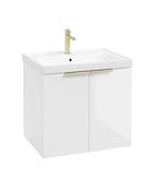STOCKHOLM Wall Hung 60cm Two Door Unit Gloss White &amp; Handles