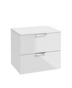 STOCKHOLM Wall Hung 60cm Two Drawer Countertop Unit Gloss White &amp; Handles image