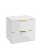 STOCKHOLM Wall Hung 60cm Two Drawer Countertop Unit Gloss White &amp; Handles image