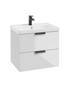 STOCKHOLM Wall Hung 60cm Two Drawer Unit Gloss White &amp; Handles image
