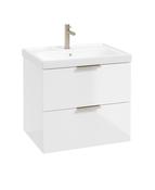 STOCKHOLM Wall Hung 60cm Two Drawer Unit Gloss White &amp; Handles image