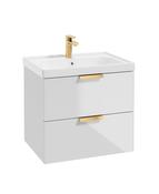 STOCKHOLM Wall Hung 60cm Two Drawer Unit Gloss White &amp; Handles image