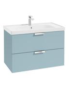 STOCKHOLM Wall Hung 80cm Two Drawer Unit Matt Morning Sky Blue &amp; Handles image