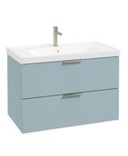 STOCKHOLM Wall Hung 80cm Two Drawer Unit Matt Morning Sky Blue &amp; Handles image