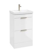 STOCKHOLM Floorstanding 50cm Two Drawer Unit Gloss White &amp; Handles image