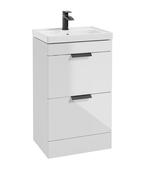 STOCKHOLM Floorstanding 50cm Two Drawer Unit Gloss White &amp; Handles image