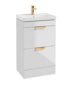 STOCKHOLM Floorstanding 50cm Two Drawer Unit Gloss White &amp; Handles image