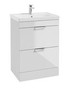 STOCKHOLM Floorstanding 60cm Two Drawer Unit Gloss White &amp; Handles image