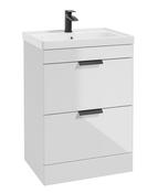 STOCKHOLM Floorstanding 60cm Two Drawer Unit Gloss White &amp; Handles image