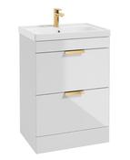 STOCKHOLM Floorstanding 60cm Two Drawer Unit Gloss White &amp; Handles image