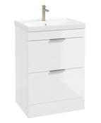 STOCKHOLM Floorstanding 60cm Two Drawer Unit Gloss White &amp; Handles image