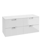 STOCKHOLM Wall Hung 120cm Four Drawer Countertop Unit Gloss White &amp; Handles image