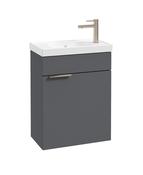 STOCKHOLM Wall Hung 50cm Single Door Cloakroom Unit Matt Midnight Grey &amp; Brushed Handle image