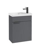 STOCKHOLM Wall Hung 50cm Single Door Cloakroom Unit Matt Midnight Grey &amp; Brushed Handle image