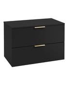 STOCKHOLM Wall Hung 80cm Two Drawer Countertop Unit Matt Black &amp; Handles image