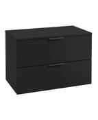 STOCKHOLM Wall Hung 80cm Two Drawer Countertop Unit Matt Black &amp; Handles image