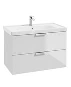 STOCKHOLM Wall Hung 80cm Two Drawer Unit Gloss White &amp;  Handles image