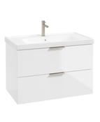 STOCKHOLM Wall Hung 80cm Two Drawer Unit Gloss White &amp;  Handles image