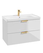 STOCKHOLM Wall Hung 80cm Two Drawer Unit Gloss White &amp;  Handles image