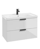 STOCKHOLM Wall Hung 80cm Two Drawer Unit Gloss White &amp;  Handles image