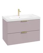 STOCKHOLM Wall Hung 80cm Two Drawer Unit Matt Cashmere Pink &amp; Handles image