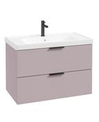STOCKHOLM Wall Hung 80cm Two Drawer Unit Matt Cashmere Pink &amp; Handles image