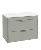 REED 80cm Wall Hung Two Drawer Countertop Vanity Unit Lakeside Sage &amp; Handles image