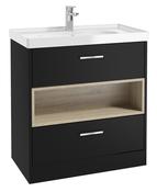 MALMO Floorstanding 80cm Two Drawer Unit Matt Black &amp; Handles image