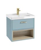 MALMO Wall Hung 60cm Single Drawer Unit Matt Morning Sky Blue &amp; Handle image