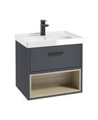 MALMO Wall Hung 60cm Single Drawer Unit Matt Night Sky Blue &amp; Handle image