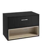MALMO Wall Hung 80cm Single Drawer Countertop Unit Matt Black &amp; Handle image