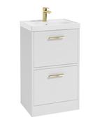 FINLAND Floorstanding 50cm Two Drawer Unit Matt White &amp; Handle