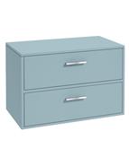 FINLAND Wall Hung 80cm Two Drawer Countertop Unit Matt Morning Sky Blue &amp; Handles image
