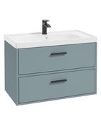 FINLAND Wall Hung 80cm Two Drawer Unit Matt Coral Green &amp; Handles image