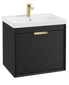 FJORD Wall Hung 60cm Two Drawer Unit Matt Black &amp; Handles