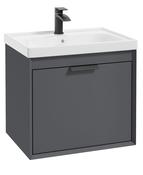 FJORD Wall Hung 60cm Two Drawer Unit Matt Midnight Grey &amp; Handle image