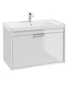 FJORD Wall Hung 80cm Two Drawer Unit Gloss White &amp; Handle image