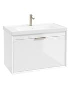 FJORD Wall Hung 80cm Two Drawer Unit Gloss White &amp; Handle image