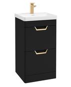 FREYA Floorstanding 50cm Two Drawer Unit Matt Black &amp; Handles image