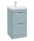 FREYA Floorstanding 50cm Two Drawer Unit Matt Morning Sky Blue &amp; Chrome Handles image