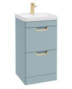 FREYA Floorstanding 50cm Two Drawer Unit Matt Morning Sky Blue &amp; Chrome Handles image
