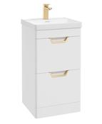 FREYA Floorstanding 50cm Two Drawer Unit Matt White &amp; Handles image