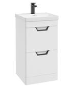 FREYA Floorstanding 50cm Two Drawer Unit Matt White &amp; Handles image