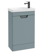 FREYA Floorstanding 55cm Single Door Cloakroom Unit Matt Coral Green &amp; Handle image