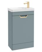 FREYA Floorstanding 55cm Single Door Cloakroom Unit Matt Coral Green &amp; Handle image