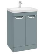 FREYA Floorstanding 60cm Two Door Unit Matt Coral Green &amp; Handles image