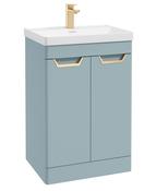 FREYA Floorstanding 60cm Two Door Unit Matt Morning Sky Blue &amp; Handles