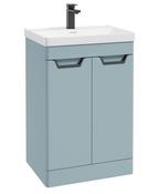 FREYA Floorstanding 60cm Two Door Unit Matt Morning Sky Blue &amp; Handles